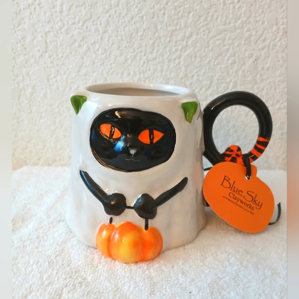 Blue Sky Ghost cat mug